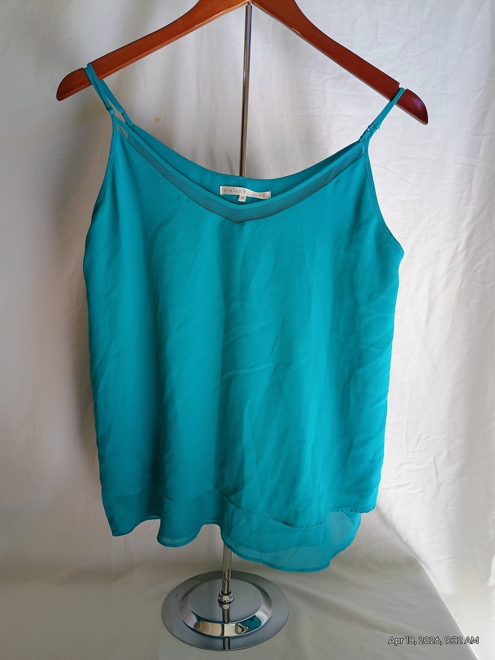 Violet & Claire Teal Spaghetti Strap V-Neck Tank